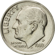 Monnaie, États-Unis, Roosevelt Dime, Dime, 1989, U.S. Mint, Philadelphie, TTB+ - 1946-...: Roosevelt