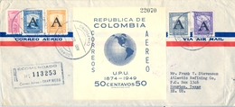 1950 , COLOMBIA , CHAPINERO - HOUSTON , SOBRE CIRCULADO , INTERESANTE FRANQUEO , TRÁNSITOS , LLEGADA - Colombia