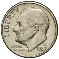 Monnaie, États-Unis, Roosevelt Dime, Dime, 1988, U.S. Mint, Denver, TTB+ - 1946-...: Roosevelt