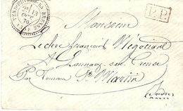 13 OCT. 1870- Enveloppe De VENDEUVRES-EN-BRENNE  ( Indre ) Cad T24 + P.P.  Noir - War 1870