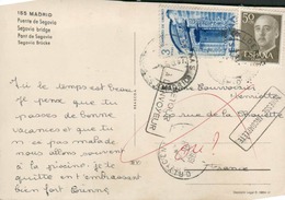 1967 - CACHET POSTAL - REBUTS - RETOUR A L'NVOYEUR ADRESS INCOMPLETE  - MADRID PONT DE SEGOVIA - Variétés & Curiosités