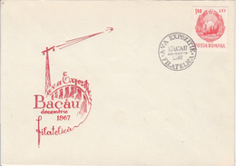 BACAU PHILATELIC EXHIBITION, SPECIAL COVER, 1967, ROMANIA - Cartas & Documentos