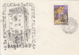 IASI PHILATELIC EXHIBITION, SPECIAL COVER, CATS STAMP, 1967, ROMANIA - Cartas & Documentos