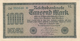 1000 MARK Reichsbanknote 1922, Ungefaltet, Sehr Gute Erhaltung - 1000 Mark