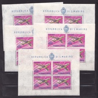 1964 San Marino Saint Marin 1000 LIRE AEREO 5 Foglietti MNH** 5 Souv. Sheets - Blocchi & Foglietti