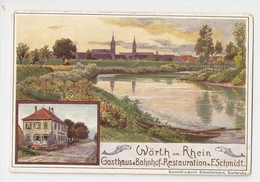 Allemagne. Wörth Am Rhein. Gasthaus & Bahnhof - Restauration V. F. Schmidt (A4p5) - Woerth