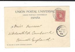 CACHET SOUTHAMPTON Sur Tp Espagne  Espana  Alphonse XIII  Cp Gran Canaria  Atalaya Cave 1903 - Postmark Collection