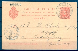 1904 , ENTERO POSTAL ED. 47 , BARCELONA - LUDWIGSBURG , LLEGADA - 1850-1931