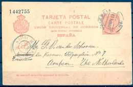 1913 , ENTERO POSTAL ED. 42 , VALENCIA - ARNHEM , LLEGADA - 1850-1931