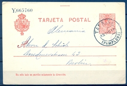 1915 , ENTERO POSTAL , ED. 49  , TAFALLA - BERLIN - 1850-1931
