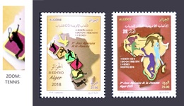 ALGERIA ALGERIE 2018 - YOUTH AFRICAN GAMES ALGIERS JEUX AFRICAINS JEUNESSE TENNIS BASKET BASKETBALL FOOTBALL VOLLEY MNH - Jumping