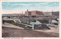 Iowa Des Moines River Front View 1936 Curteich - Des Moines