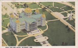 Iowa Des Moines Aerial View State Capitol 1930 - Des Moines
