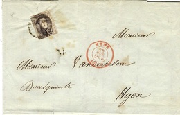 1852- Lettre De Mons  Affr. 10 C - 1849-1865 Médaillons (Autres)