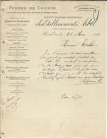 Rive De Gier   1893  - Entête Sur Lettre - Forges De Couzon Des Etablissements Arbel - 1800 – 1899