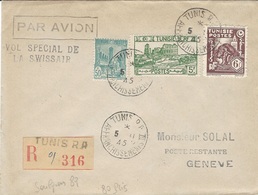 6 - 11 - 1945 -  Vol Spécial De La Swissair TUNIS - GENEVE - Airmail