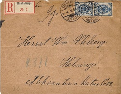 1904- Reg. Cover From RAUTALAMPI   Fr. Pair 20 Pen To Helsinki - Storia Postale