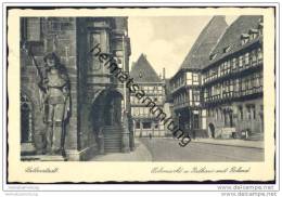 Halberstadt - Holzmarkt Und Rathaus Mit Roland - Halberstadt