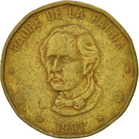 Monnaie, Dominican Republic, Peso, 1991, TTB, Laiton, KM:80.1 - Dominicaine