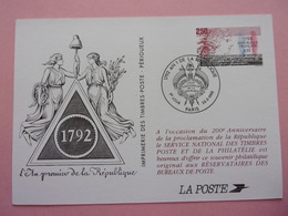 Souvenir Philatélique AN I 200 Anniversaire Proclamation De La République 1792 - Rivoluzione Francese