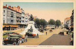 Valence - Place De La République, Statue Emile Augier - Photo Paul Jacquin - Carte Colorisée N°56 Non Circulée - Valence