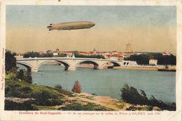 Valence - Croisière Du Graf-Zeppelin, Un Des Passages Sur La Vallée Du Rhône En Août 1934 - Carte Colorisée Paul Jacquin - Valence