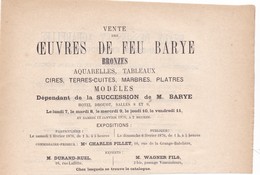 VENTE  AUX ENCHERES  HOTEL  DROUOT,,, 1876  DE FEU " BARYE " VENTE APRES SUCCESSION DE MR  BARYE,,,,, - Bronzes