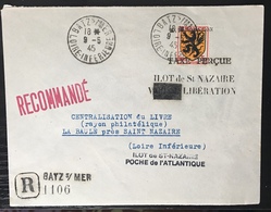 France Poche De Saint Nazaire 1945 1er Jour Du Service Lettre Griffe Ilot De Saint Nazaire/ Poche De L'atlantique RR - Francobolli Di Guerra