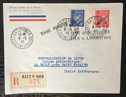 France Poche De Saint Nazaire 1945 Sur Lettre Pétain Surchargés Liberation + Utilisation Taxe RR - War Stamps