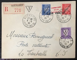 France Poche De Saint Nazaire 1945 Sur Lettre Pétain Surchargés Liberation & Gandon En Utilisation Taxe.. RR - War Stamps