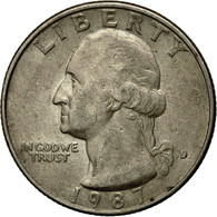 Monnaie, États-Unis, Washington Quarter, Quarter, 1987, U.S. Mint, Denver, TTB - 1932-1998: Washington