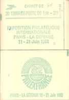 CARNET 2155-C 4a Sabine De Gandon "PHILEXFRANCE 82" Daté 21/8/81 Fermé Parfait état. RARE - Modernes : 1959-...