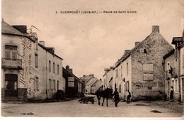 Cpa 44_GUENROUET - Route De Saint Gildas - Animée, Attelage Cheval - Guenrouet