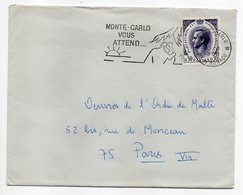 MONACO -- 1968--Lettre De Monte-Carlo Pour Paris--tp Seul Sur Lettre Et Flamme "Monte-Carlo Vous Attend" - Covers & Documents