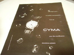 ANCIENNE PUBLICITE MONTRE  CYMA 1952 - Autres & Non Classés