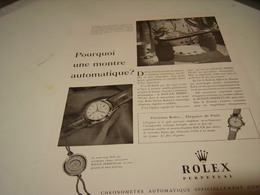 PUBLICITE  MONTRE AUTOMATIQUE DE  ROLEX  1952 - Autres & Non Classés