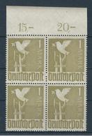 "Goldtaube" MiNr. 959 B Im UV-Licht Stark Fluoreszierend, Xx , Viererblock P OR Ndgz. - Mint