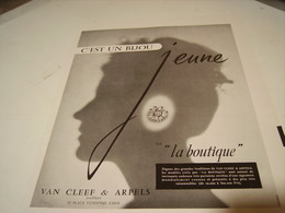 ANCIENNE PUBLICITE JOAILLIER VAN CLEEF & ARPELS LA BOUTIQUE  1954 - Andere & Zonder Classificatie