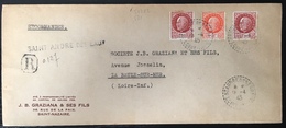 France ILOT DE SAINT NAZAIRE / POCHE DE L'ATLANTIQUE - 1945 - ENVELOPPE RECOMMANDEE De St ANDRE Des EAUX - War Stamps