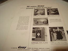 ANCIENNE PUBLICITE MONTRE KODY LE TOUT PARIS 1954 - Autres & Non Classés