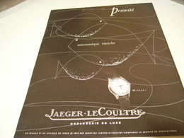 ANCIENNE PUBLICITE MONTRE JAEGER LE COULTRE ETANCHE 1953 - Autres & Non Classés