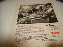 ANCIENNE PUBLICITE VOYAGE TWA USA COMME IL VOUS PLAIRA 1953 - Publicités