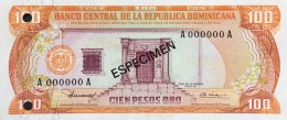 Dominican Republic 100 Pesos, P-122b1 (1980) - Specimen -  UNC - Repubblica Dominicana