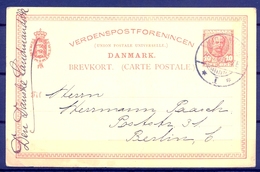 1909 , DINAMARCA , ENTERO POSTAL CIRCULADO , KJOBENHAVN - BERLIN ,  PRE IMPRESO - Covers & Documents