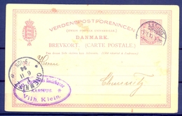 1894 , DINAMARCA , ENTERO POSTAL CIRCULADO , AARHUS - CHEMNITZ , LLEGADA - Briefe U. Dokumente