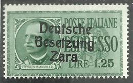 ZARA OCCUPAZIONE TEDESCA GERMAN OCCUPATION 1943 ESPRESSO SPECIAL DELIVERY LIRE 1,25 MNH - Deutsche Bes.: Zara