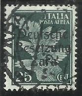 ZARA OCCUPAZIONE TEDESCA GERMAN OCCUPATION 1943 POSTA AEREA AIR MAIL CENT. 25 USATO USED OBLITERE' - Ocu. Alemana: Zara