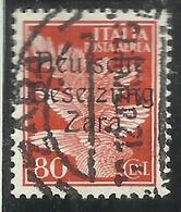 ZARA OCCUPAZIONE TEDESCA GERMAN OCCUPATION 1943 POSTA AEREA AIR MAIL CENT. 80 USATO USED OBLITERE' - Duitse Bez.: Zara