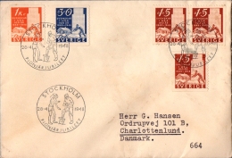 Sweden 1948, Swedish Settlements In USA 5 Stamps -3 Vertical Perf. + Pair From Booklet, FDC Farming - Agriculture