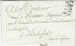 Sans Date- Lettre De P.75.P. / NIORT  ( Deux Sèvres ) 26 X 11 Mm  Noir  Pour Rocherfort Sur Mer - 1801-1848: Précurseurs XIX